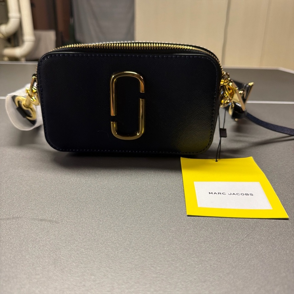 New Marc Jacobs leather Snapshot Navy Blue large crossbody bag J‎ Marc logo
